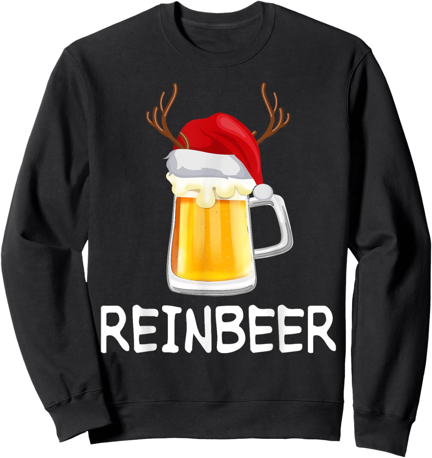ReinBeer WineDeer Funny Beer Wine Christmas Couples Matching Sweatshirt - Sweatshirt | Black