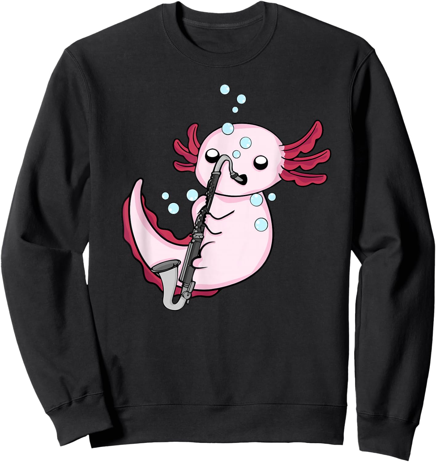 Bass Clarinet Player Kids Axolotl Music Lover Bass Clarinet Sweatshirt - Sweatshirt | Black