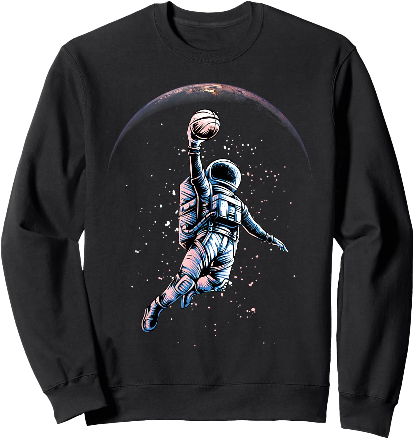 Astronaut Slam Dunk In Space Dunking Basketball Player Bball Sweatshirt - Sweatshirt | Black