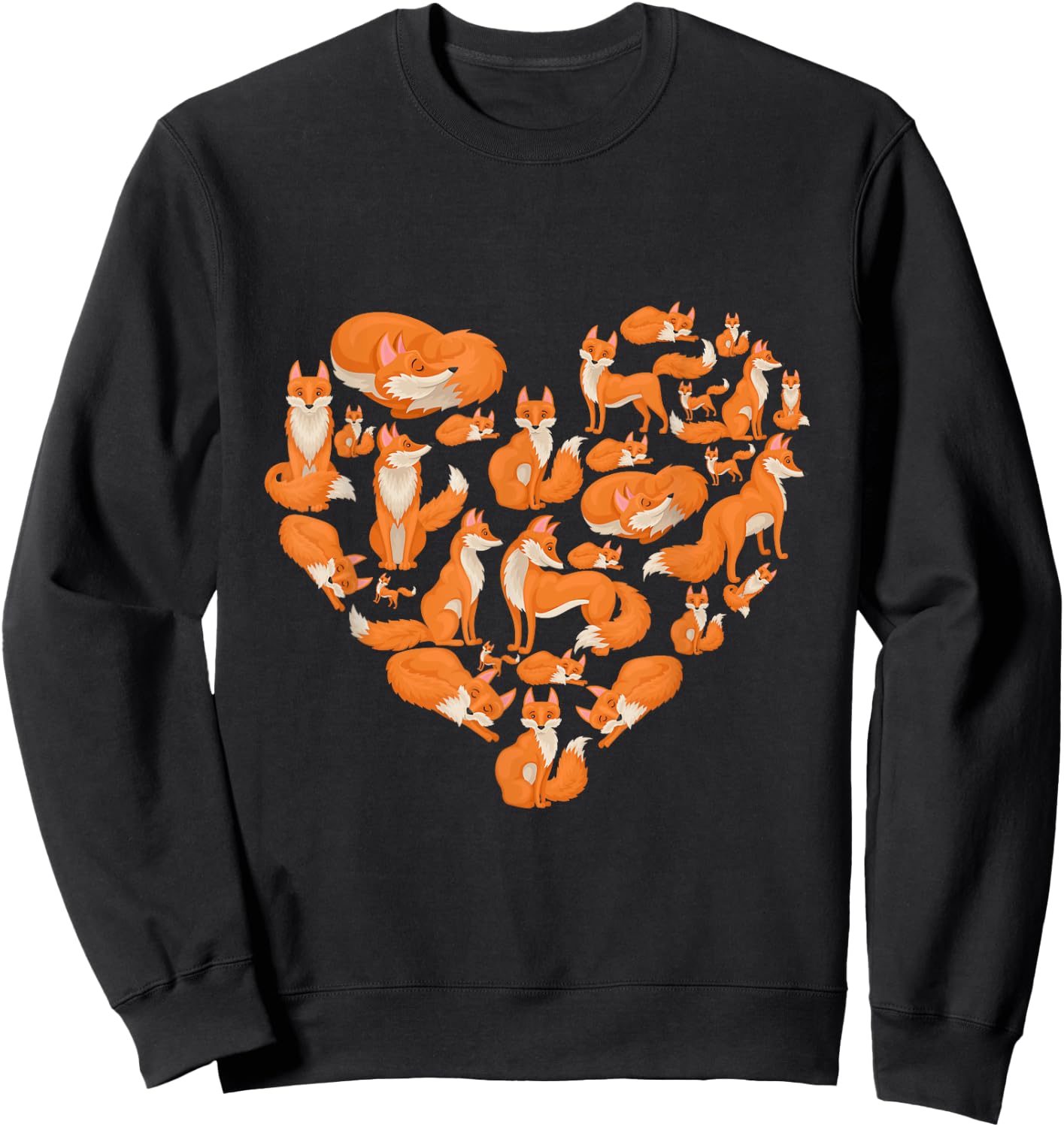 Fox Heart Funny Cute I Love Fox Animal Gifts for Fox Lovers Sweatshirt - Sweatshirt | Black