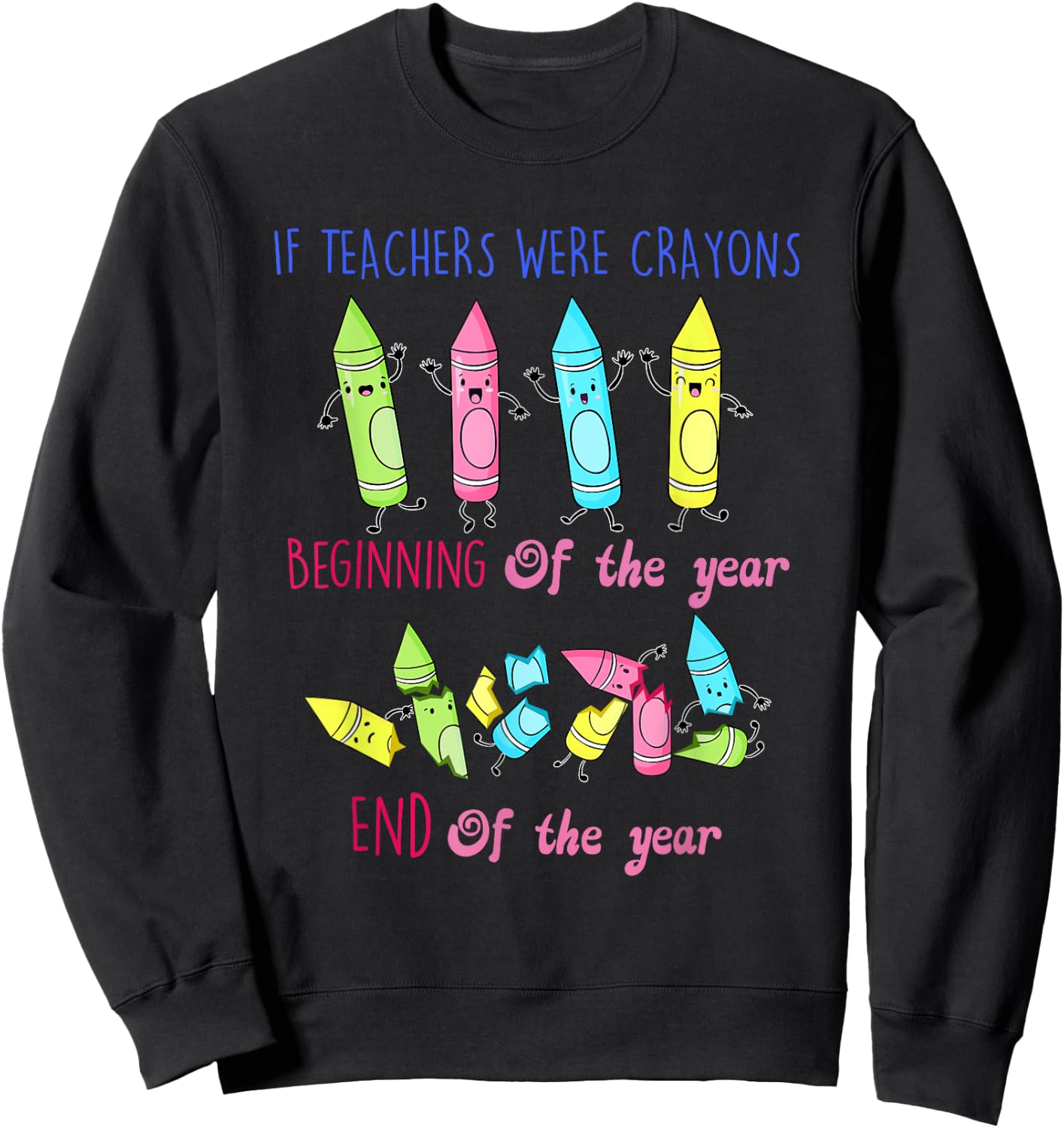 If Teachers Were Crayons Beginning Of The Year End The Year Sweatshirt - Sweatshirt | Black