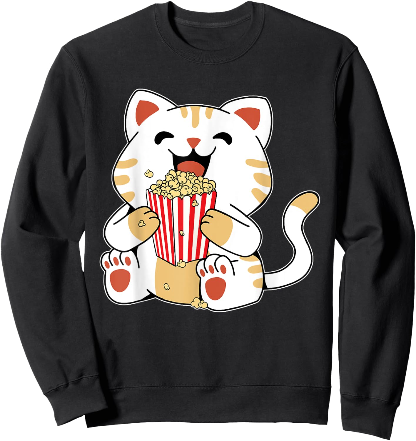 Cat Popcorn Kids Cute Funny Movie Night Sweatshirt - Sweatshirt | Black