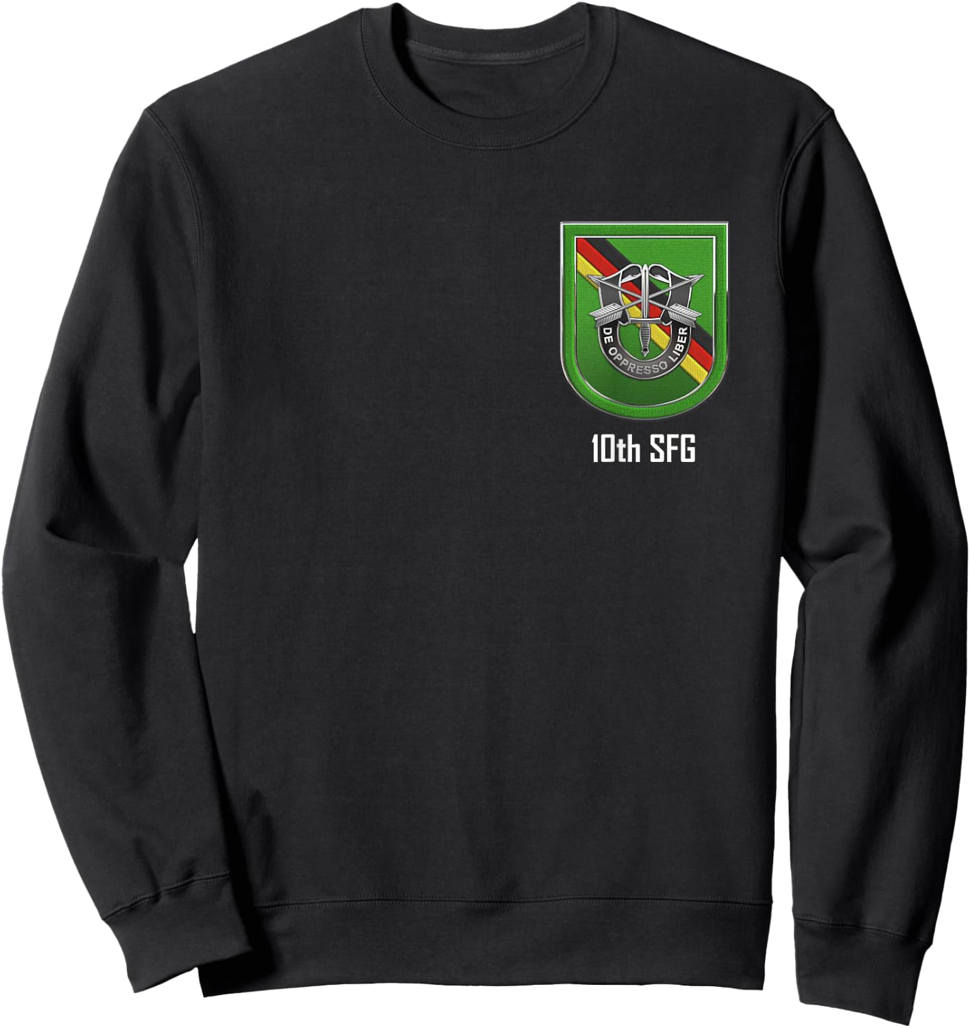 10th Special Forces Group Beret Flash with Unit Crest Sweatshirt - Sweatshirt | Black