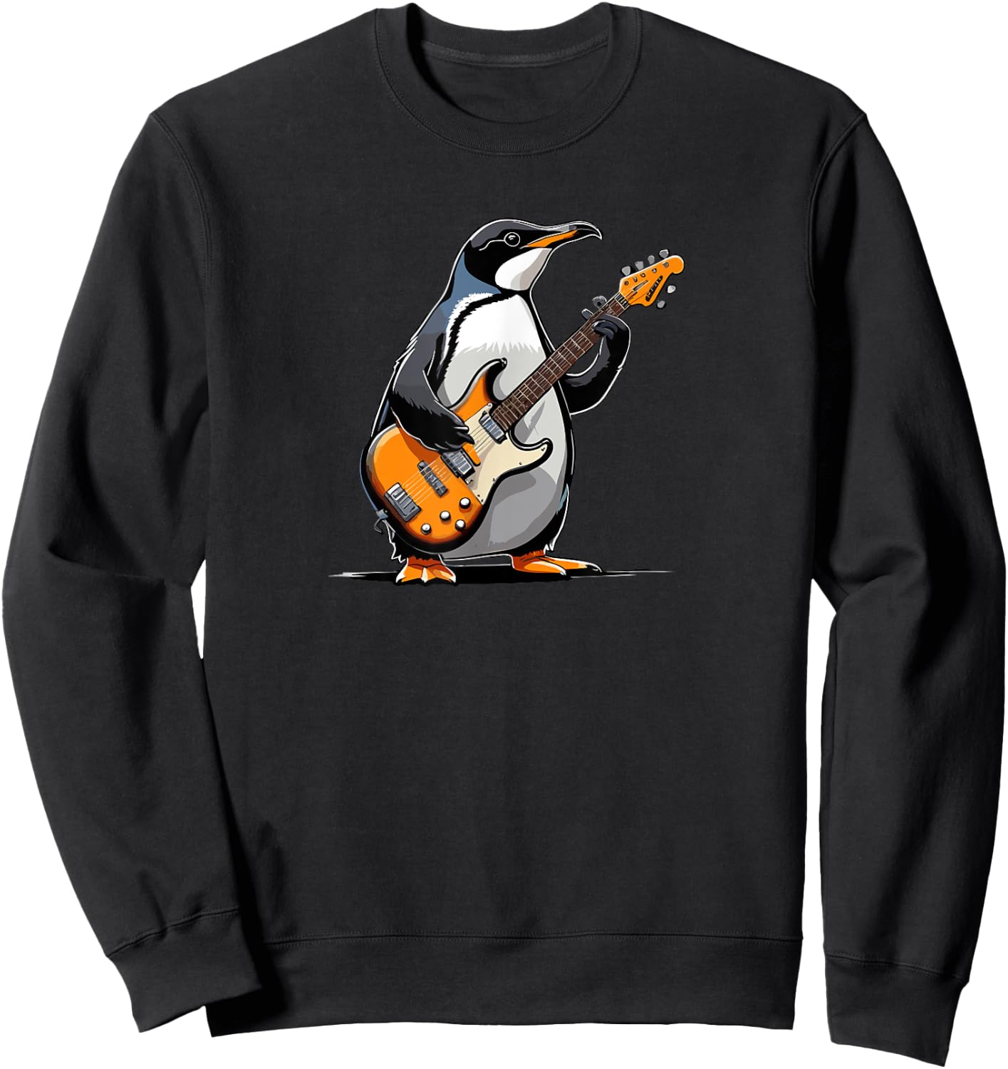 Penguin playing Electric Guitar, Penguin Guitarist Sweatshirt - Sweatshirt | Black