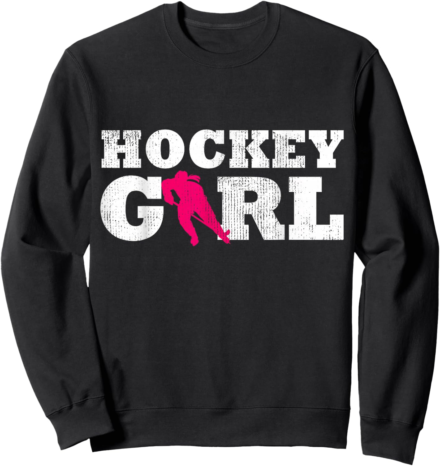 Hockey Girl Player Silhouette Sport Gift Sweatshirt - Sweatshirt | Black