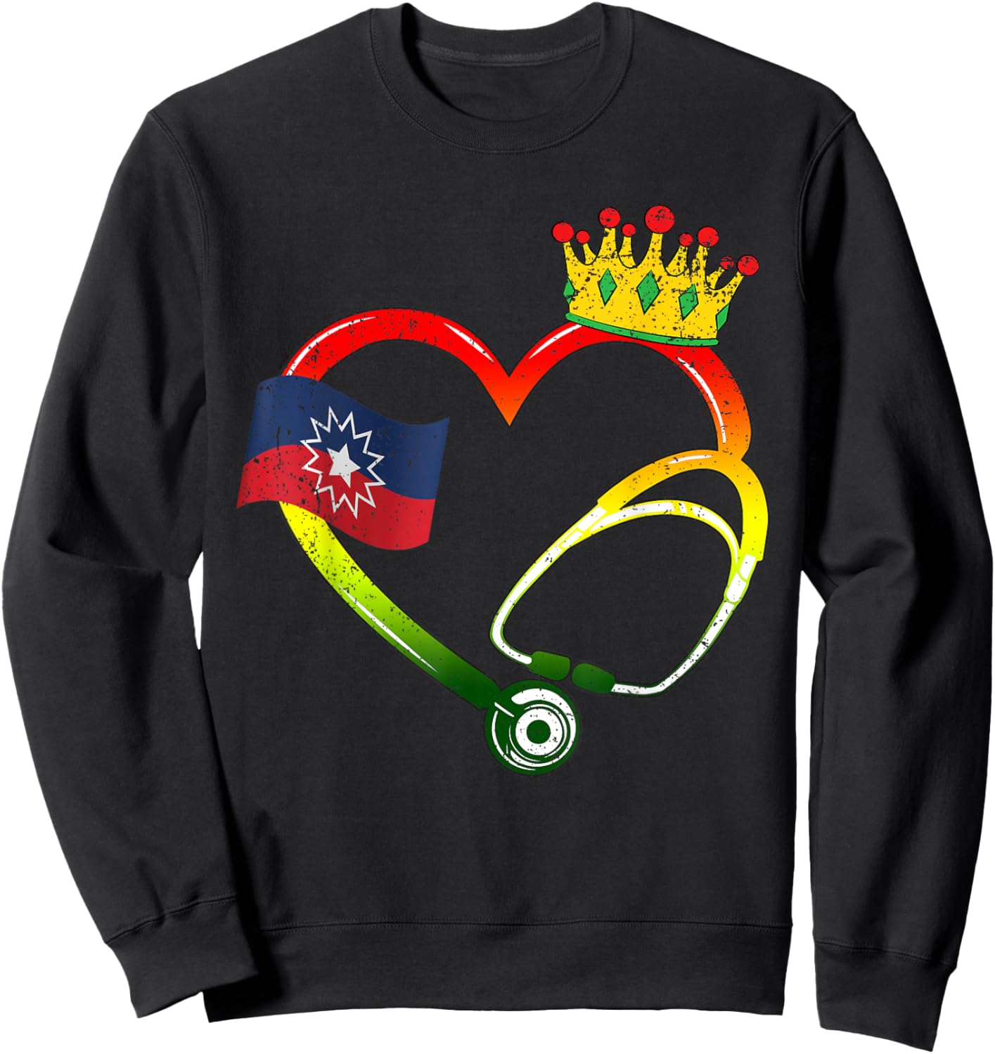 Heart Stethoscope Juneteenth Black History African Nurse Sweatshirt - Sweatshirt | Black