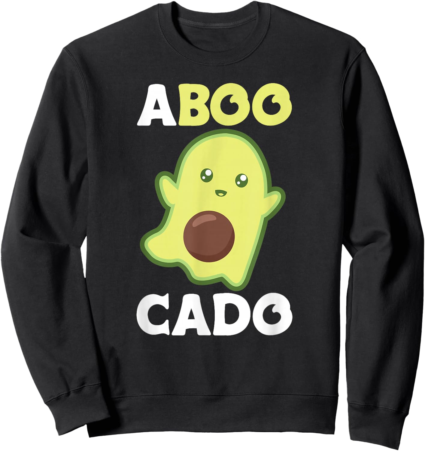Avocado Ghost For Halloween Funny Avocados Pun Sweatshirt - Sweatshirt | Black