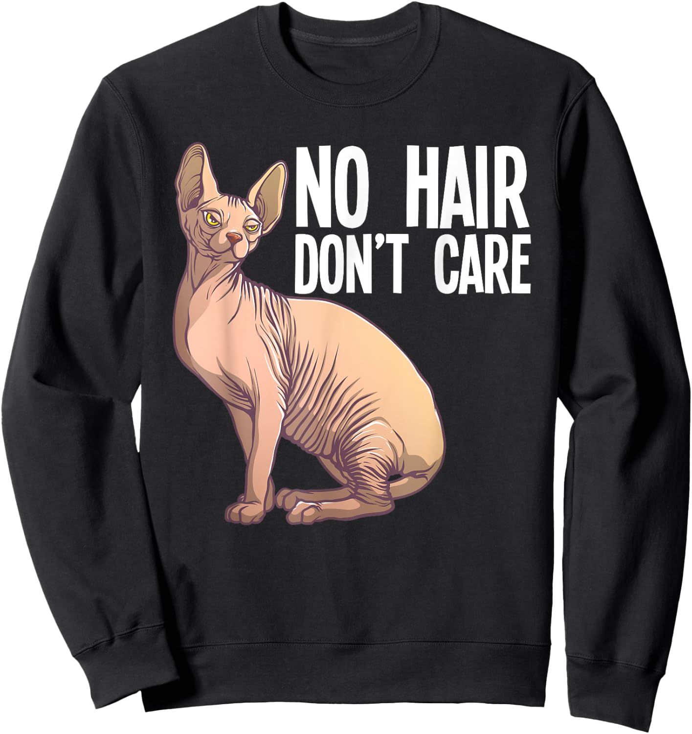 Funny Sphynx Cat Art Women Hairless Cat Lover Pet Sweatshirt - Sweatshirt | Black