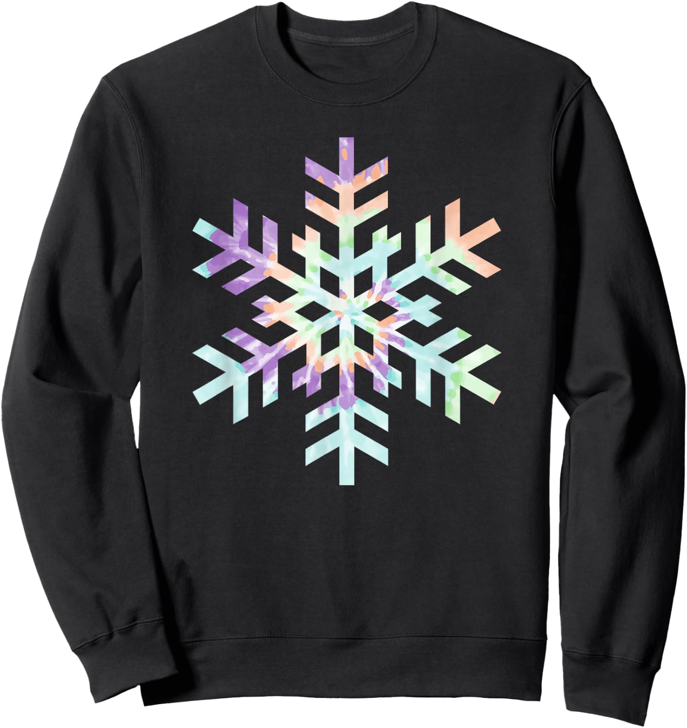 Tie Dye Snowflake Winter Christmas Sweatshirt - Sweatshirt | Black