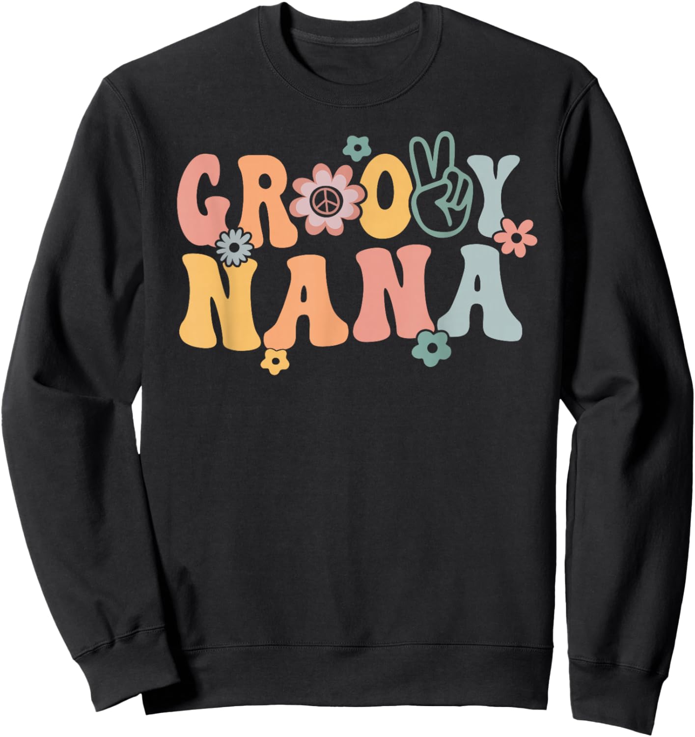 Groovy Nana Retro Grandma Matching Family 1st Birthday Party Sweatshirt - Sweatshirt | Black