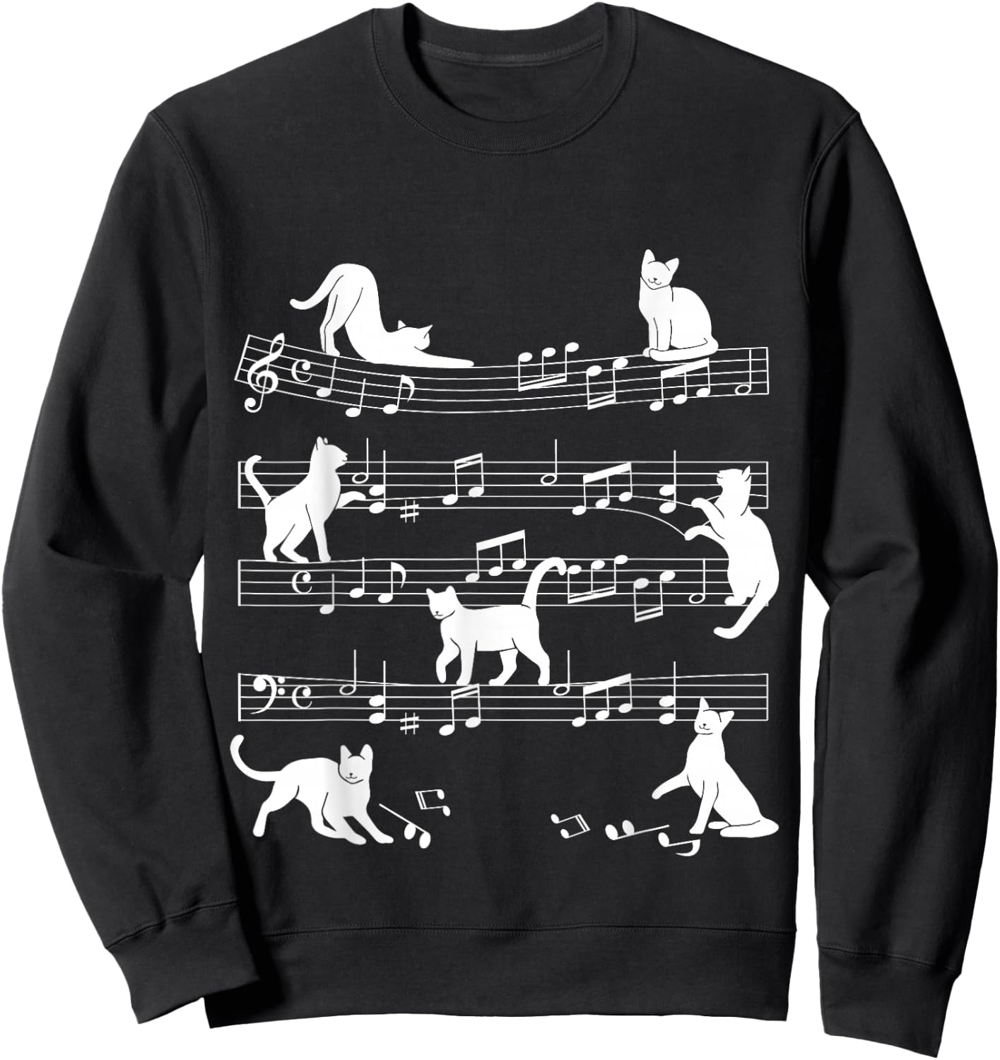 Cat Music Pet Cat Design Women Girls Kids Sweatshirt - Sweatshirt | Black