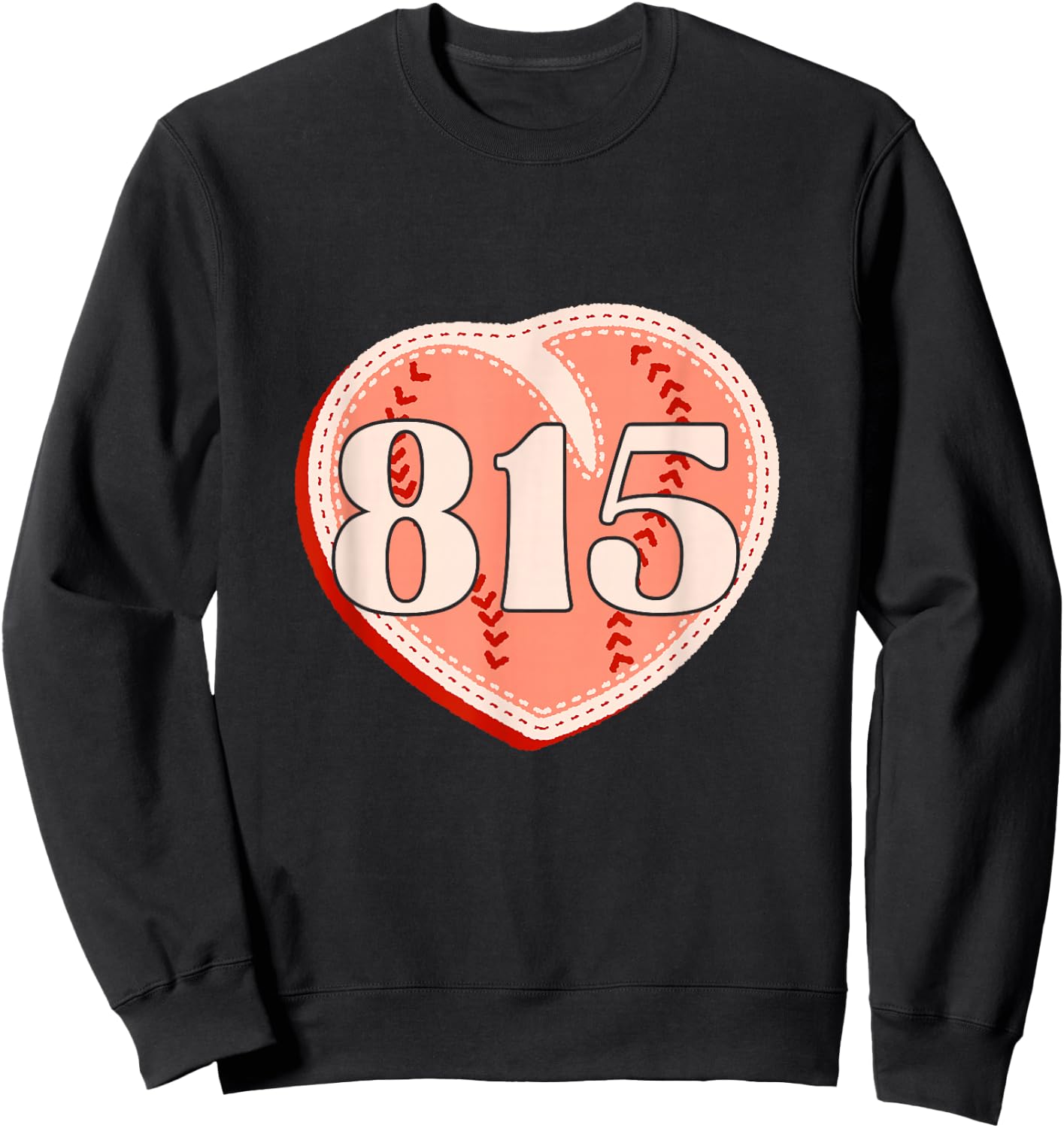 Retro Rockford Illinois 815 A Peach With Baseball Seams Sweatshirt - Sweatshirt | Black