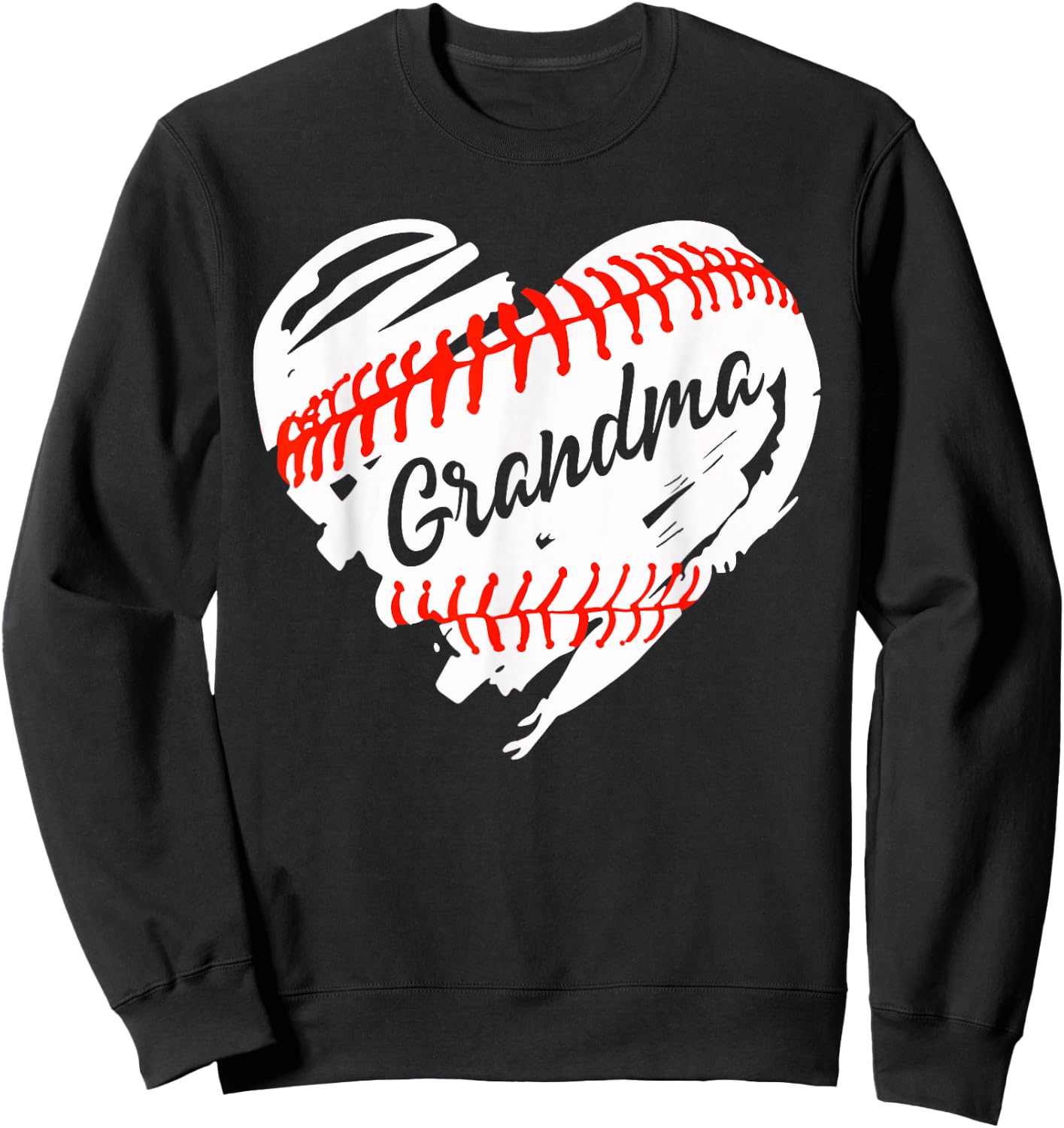 Baseball Heart Baseball Grandma Women Softball Mom Short Sweatshirt - Sweatshirt | Black
