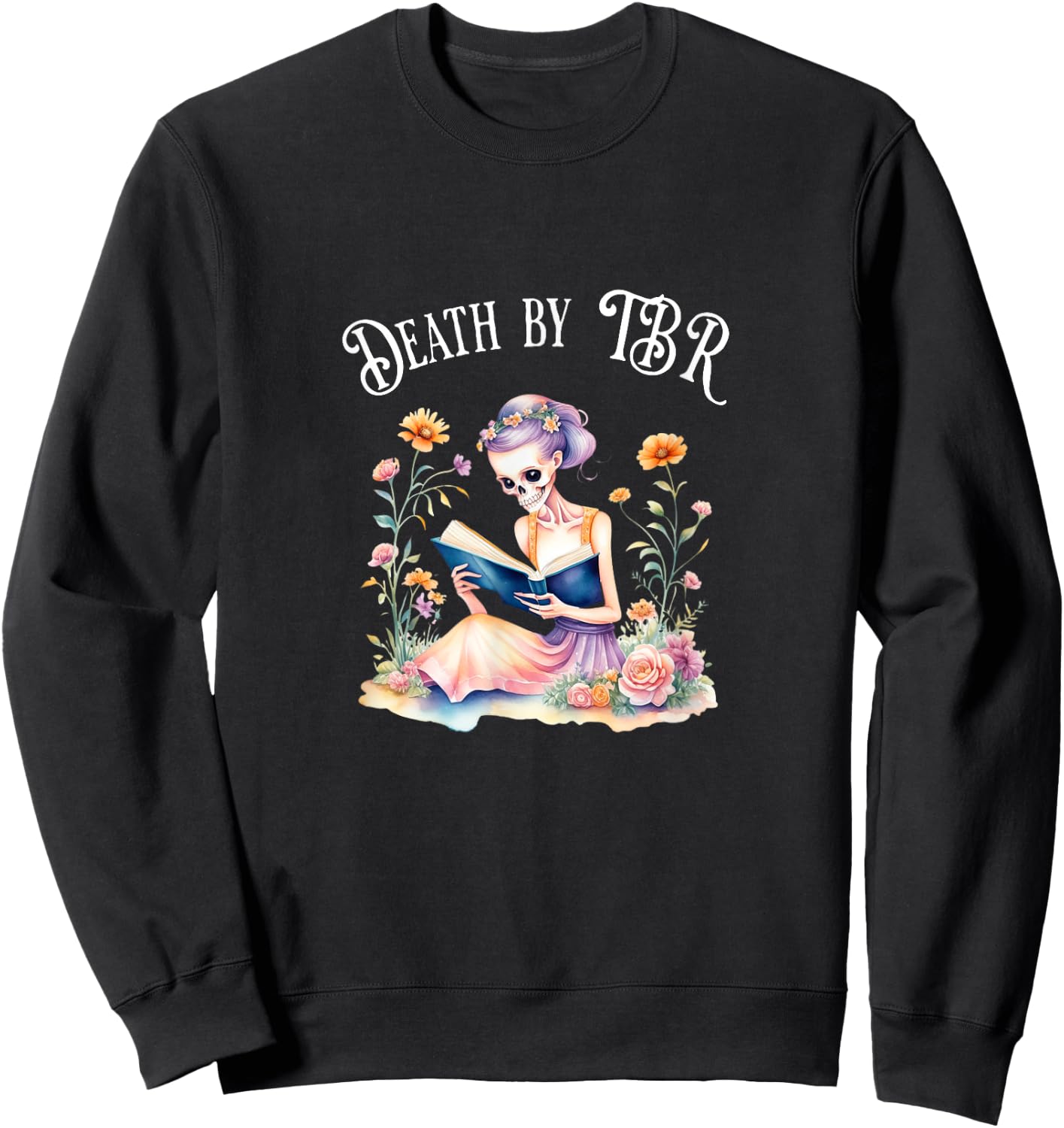 Death By TBR - Gothic book lover in Preppy Gothiccore Sweatshirt - Sweatshirt | Black