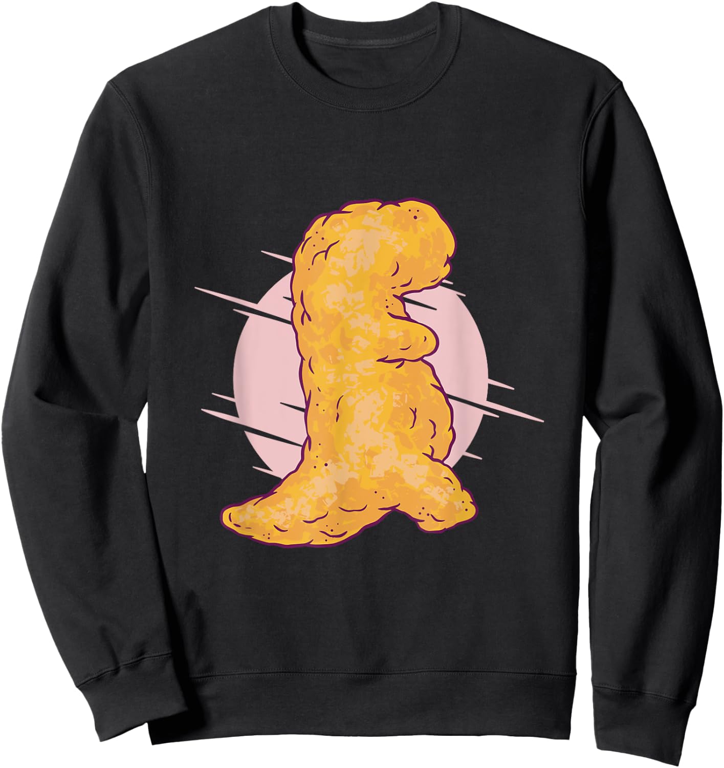 Dino Nugget Dinosaur Chicken Nugget Funny Graphic Sweatshirt - Sweatshirt | Black
