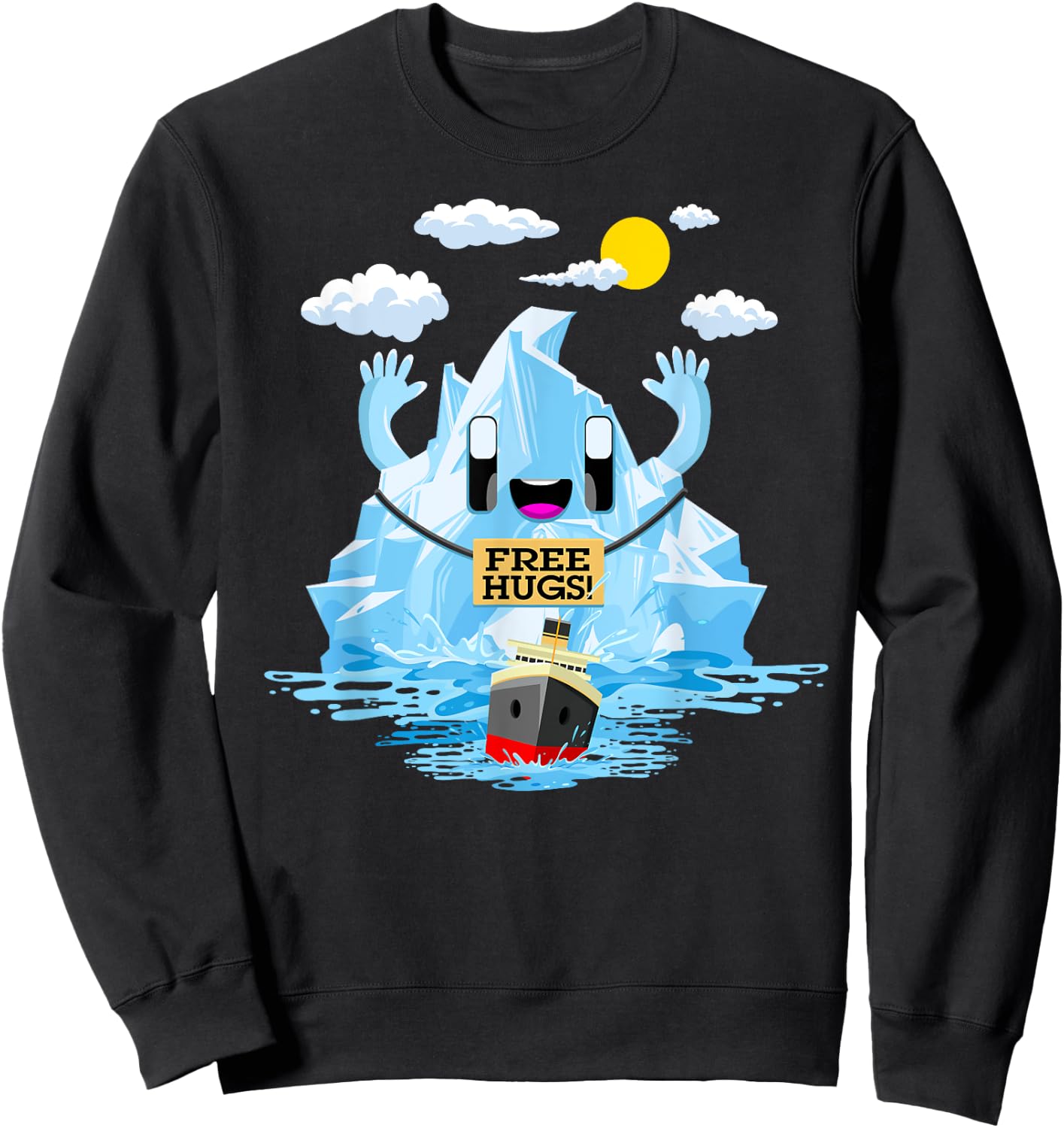 Free Hugs Iceberg Titanic Funny RMS Titanic Free Hugs Sweatshirt - Sweatshirt | Black
