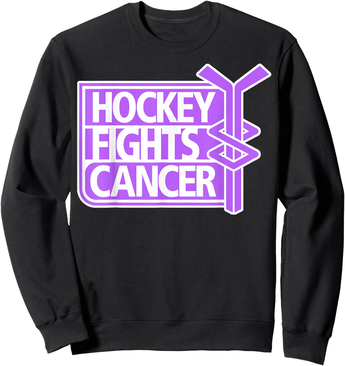 Hockey Fights Cancer Adult Classic Fit Short Sleeve Black Sweatshirt - Sweatshirt | Black
