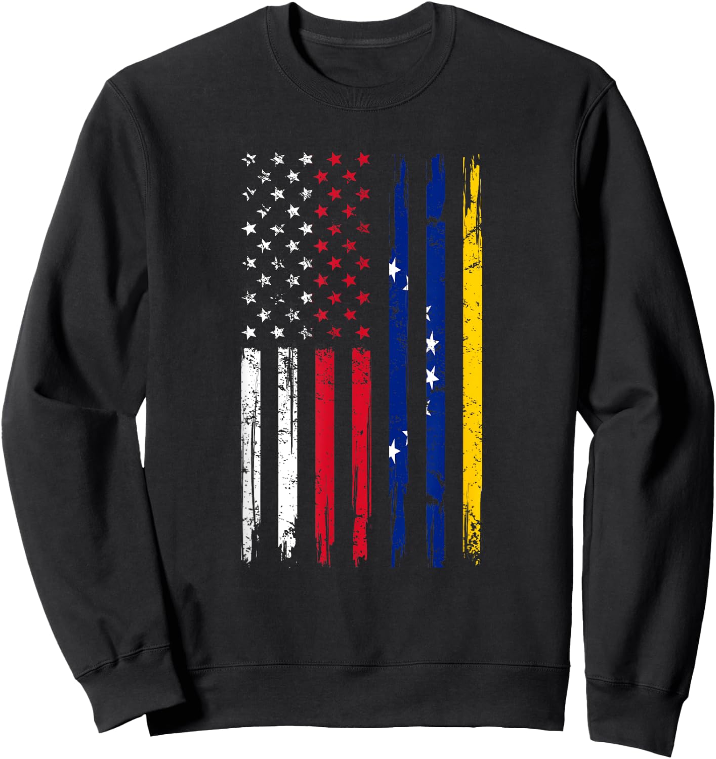 Half American And Venezuelan Usa Venezuela Flag Men Roots Sweatshirt - Sweatshirt | Black