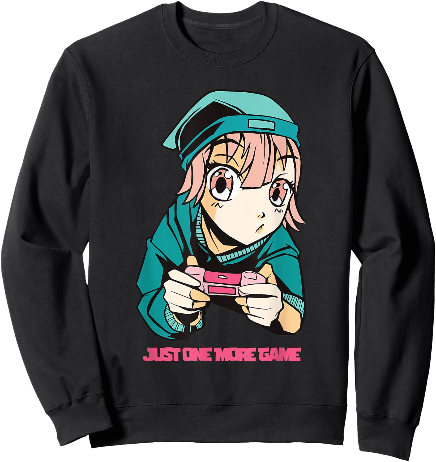 Just one more Game Anime Girls Gamer Lover Sweatshirt - Sweatshirt | Black