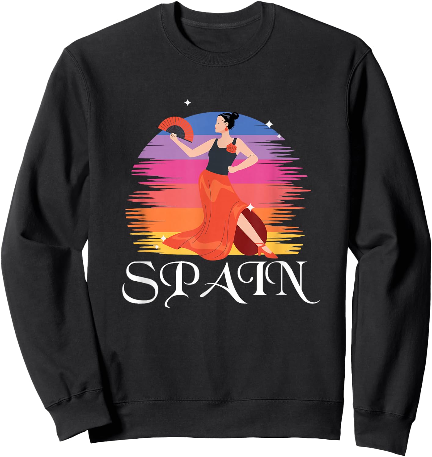 Spain | Girl Dancing Flamenco | Spanish Spaniard Sweatshirt - Sweatshirt | Black