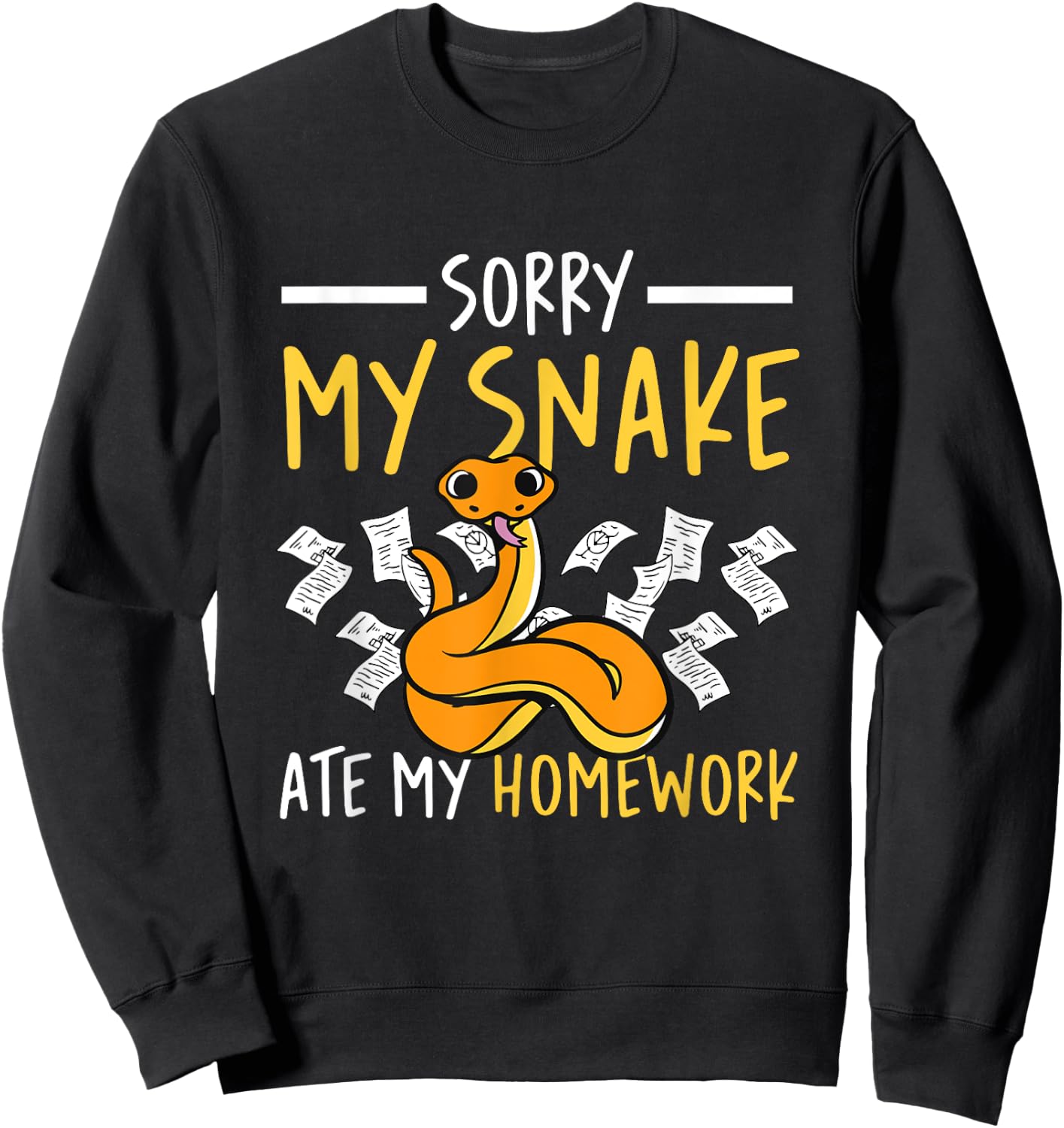 Sorry My Snake Ate My Homework School Reptile Serpent Kids Sweatshirt - Sweatshirt | Black