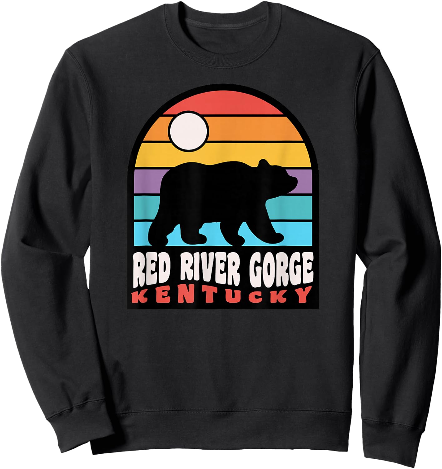 Red River Gorge Kentucky Hiking Bear Badge Sweatshirt - Sweatshirt | Black