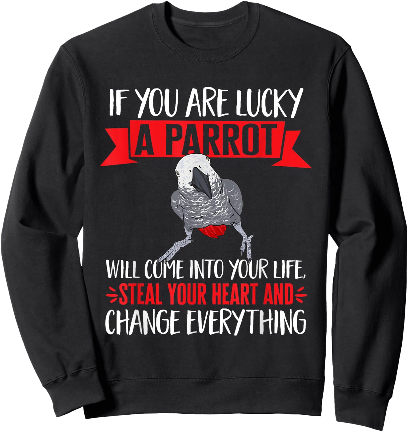 African Grey Parrot Sweatshirt - Sweatshirt | Black