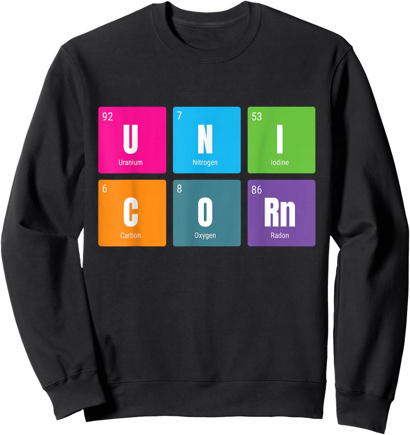 Periodic Table Rainbow Unicorn - Mystical Creature Sweatshirt - Sweatshirt | Black