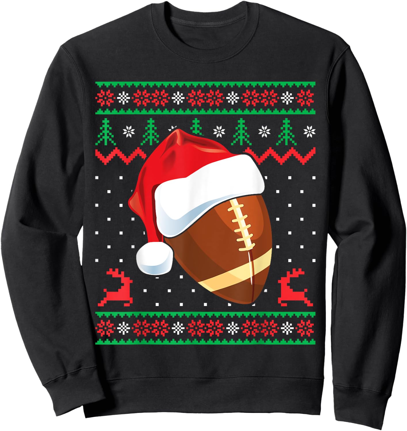 Funny Football Ugly Christmas Sweater Boys Sports Xmas Sweatshirt - Sweatshirt | Black
