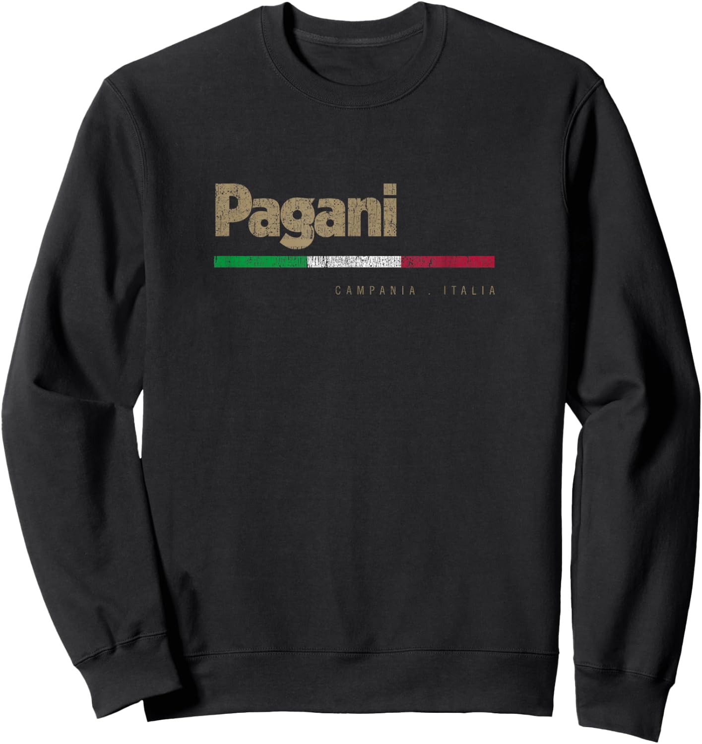 Pagani Italian City Retro Italy Flag Sweatshirt - Sweatshirt | Black