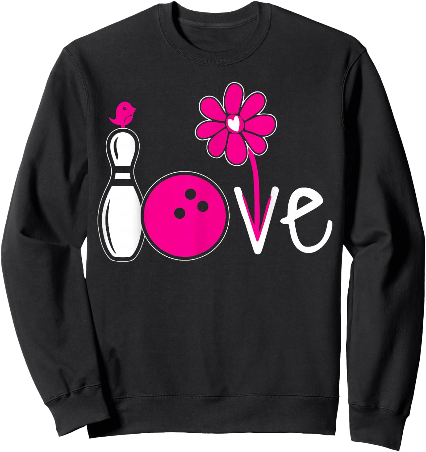 Women Bowling-Shirt Girls Love Team Bowling Vintage Sweatshirt - Sweatshirt | Black