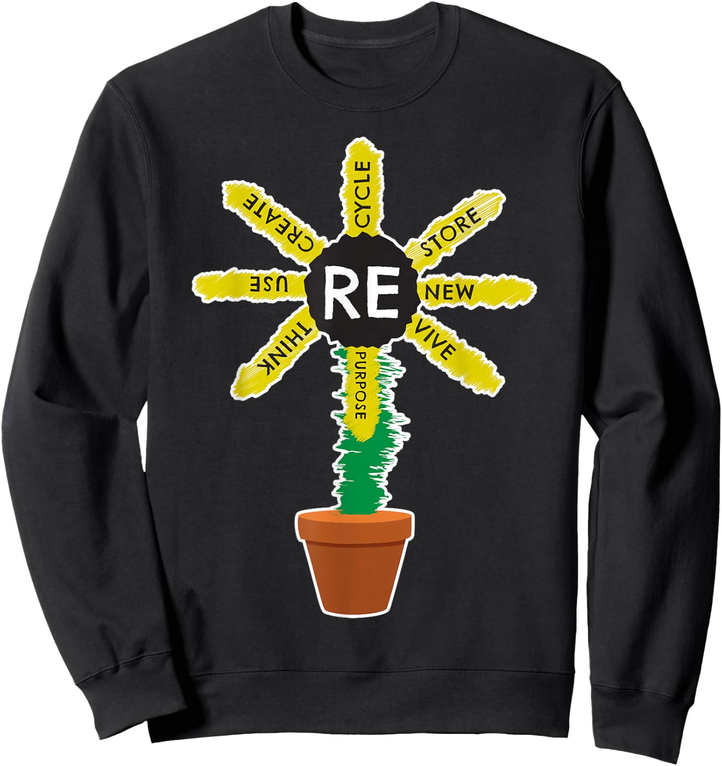 Recycle Reuse Renew Rethink Green Save the Planet Earth Day Sweatshirt - Sweatshirt | Black