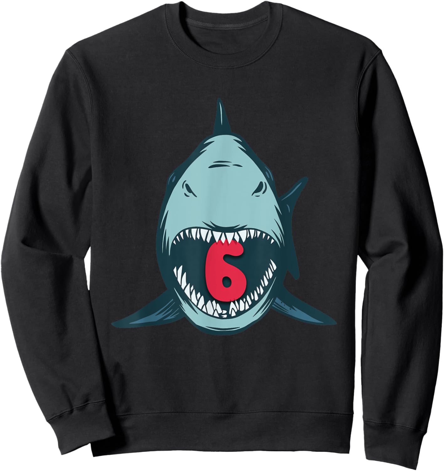 Megalodon Shark 6th Birthday 6 Years Megalodon Birthday Sweatshirt - Sweatshirt | Black