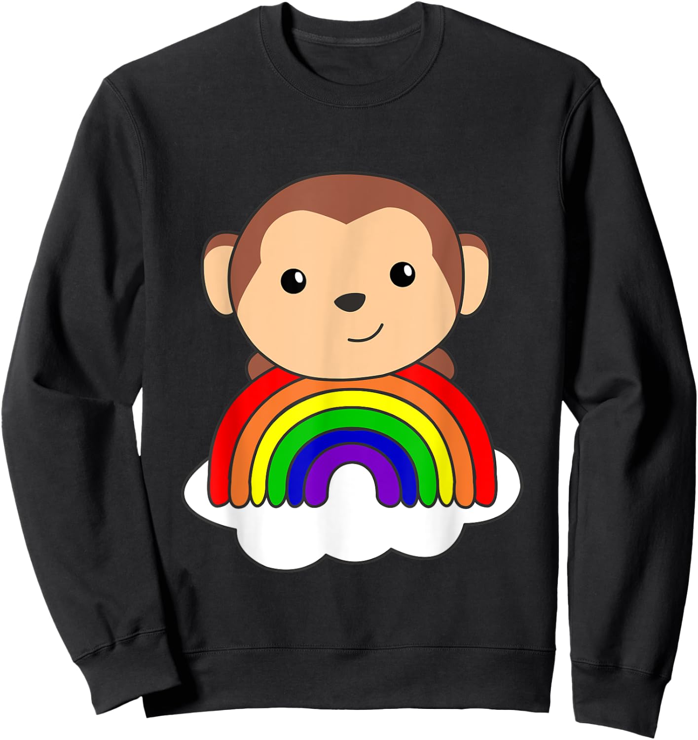Monkey Rainbow Cloud Cute Animals For Kids Monkeys Sweatshirt - Sweatshirt | Black