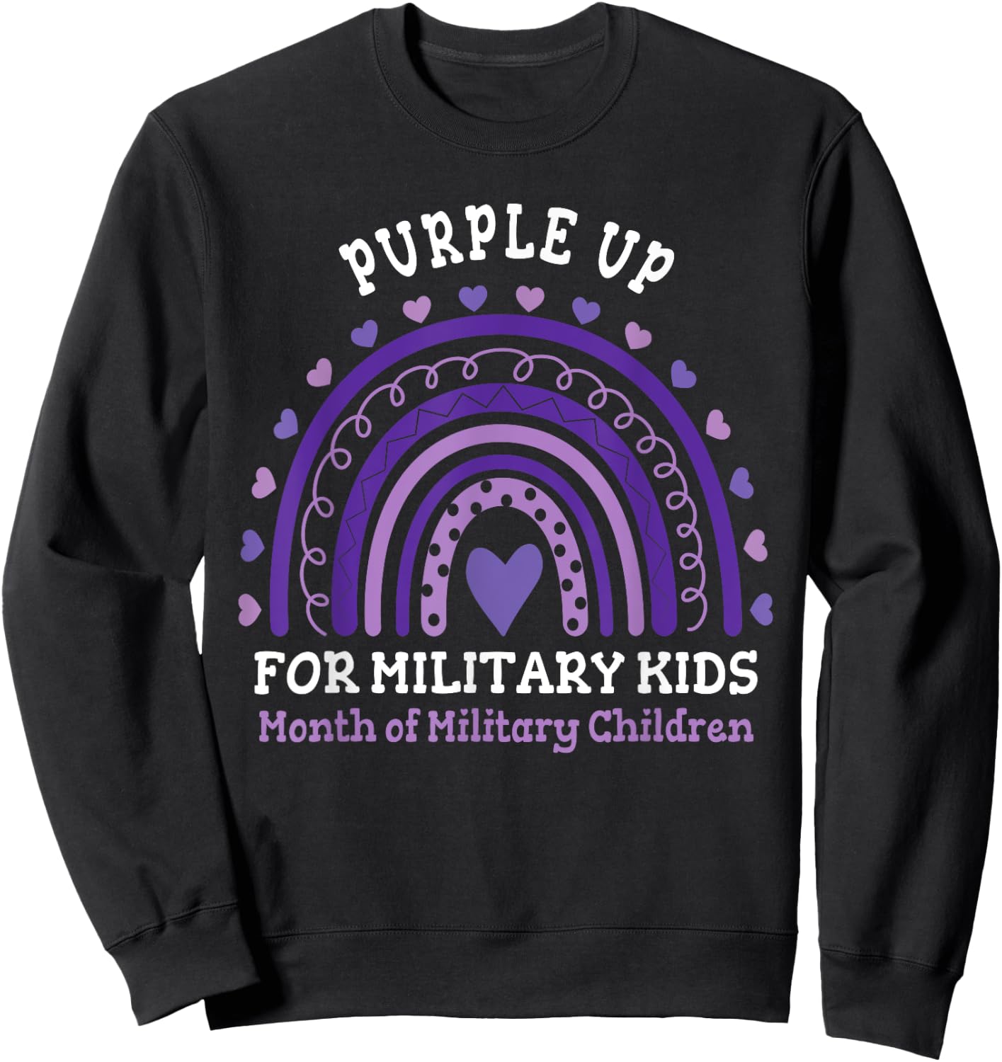 Military Purple Up Day Kids Shirt Month Military Rainbow Kid Sweatshirt - Sweatshirt | Black