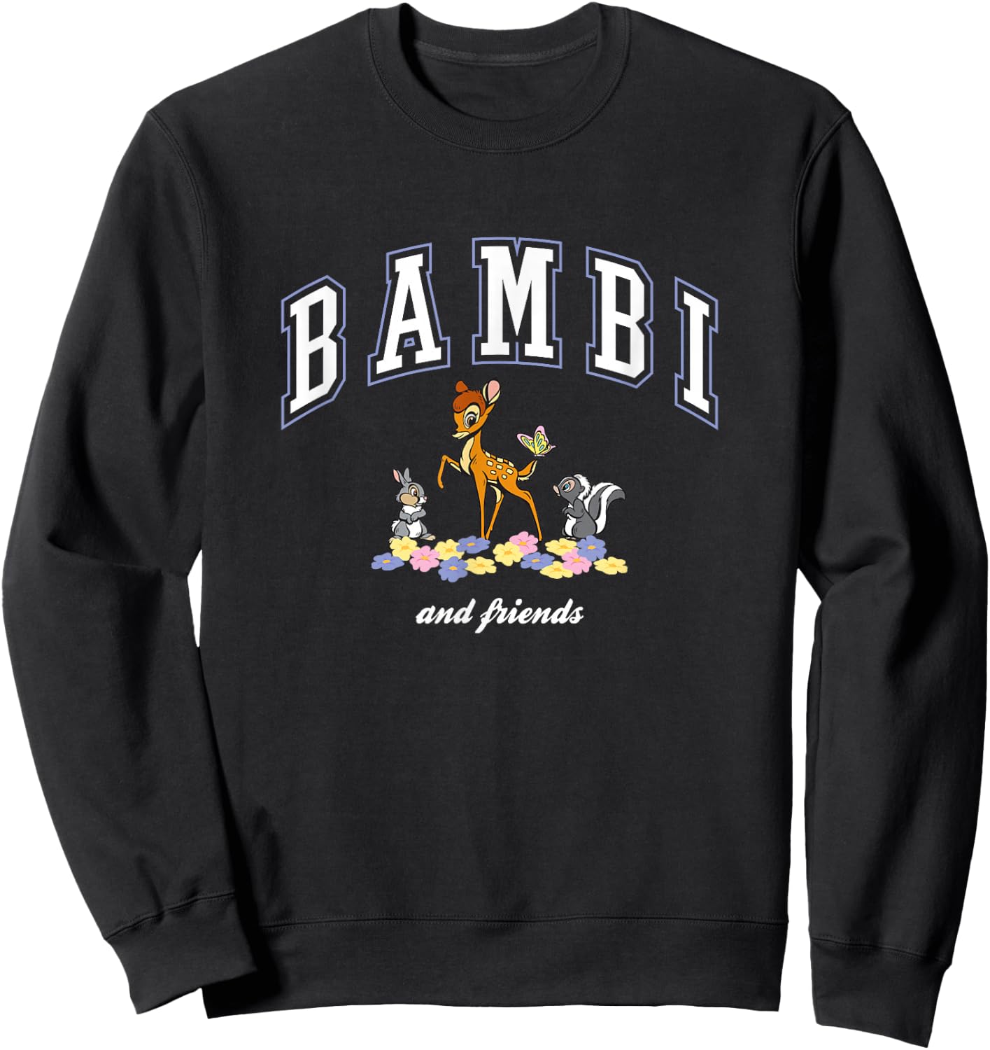Disney Bambi And Friends Thumper Flower College Style Logo Sweatshirt - Sweatshirt | Black
