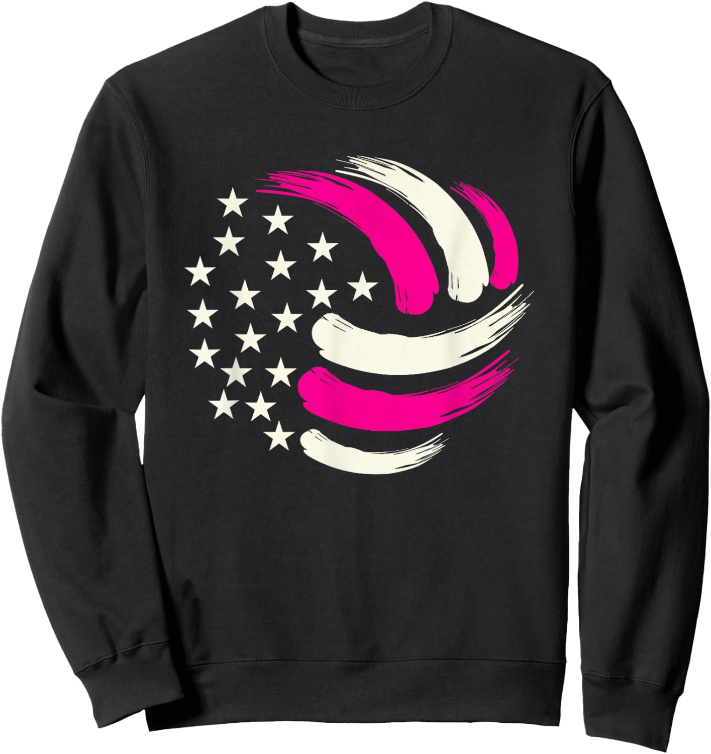 Women Volleyball Teen Girls USA American Flag Sweatshirt - Sweatshirt | Black
