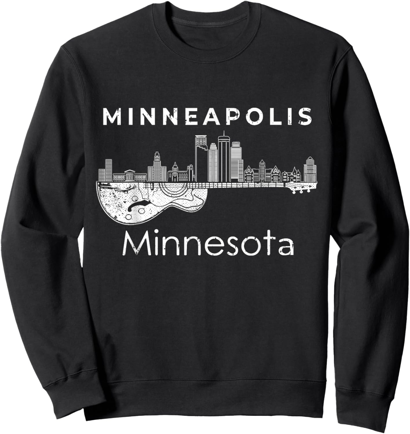 Minneapolis Souvenir Men Minnesota Music Electric Guita Sweatshirt - Sweatshirt | Black