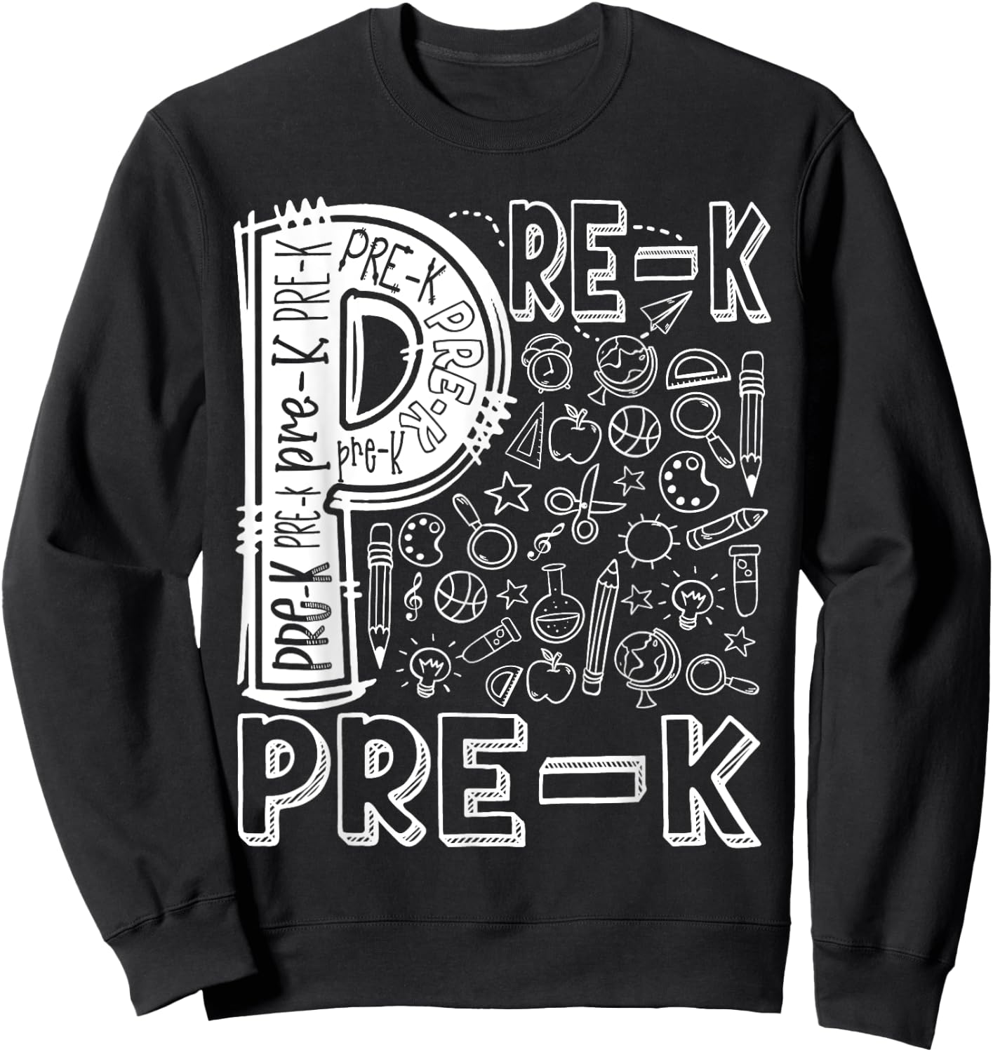 Pre-K Typography Team Vintage Pre-K Teacher Back To School Sweatshirt - Sweatshirt | Black