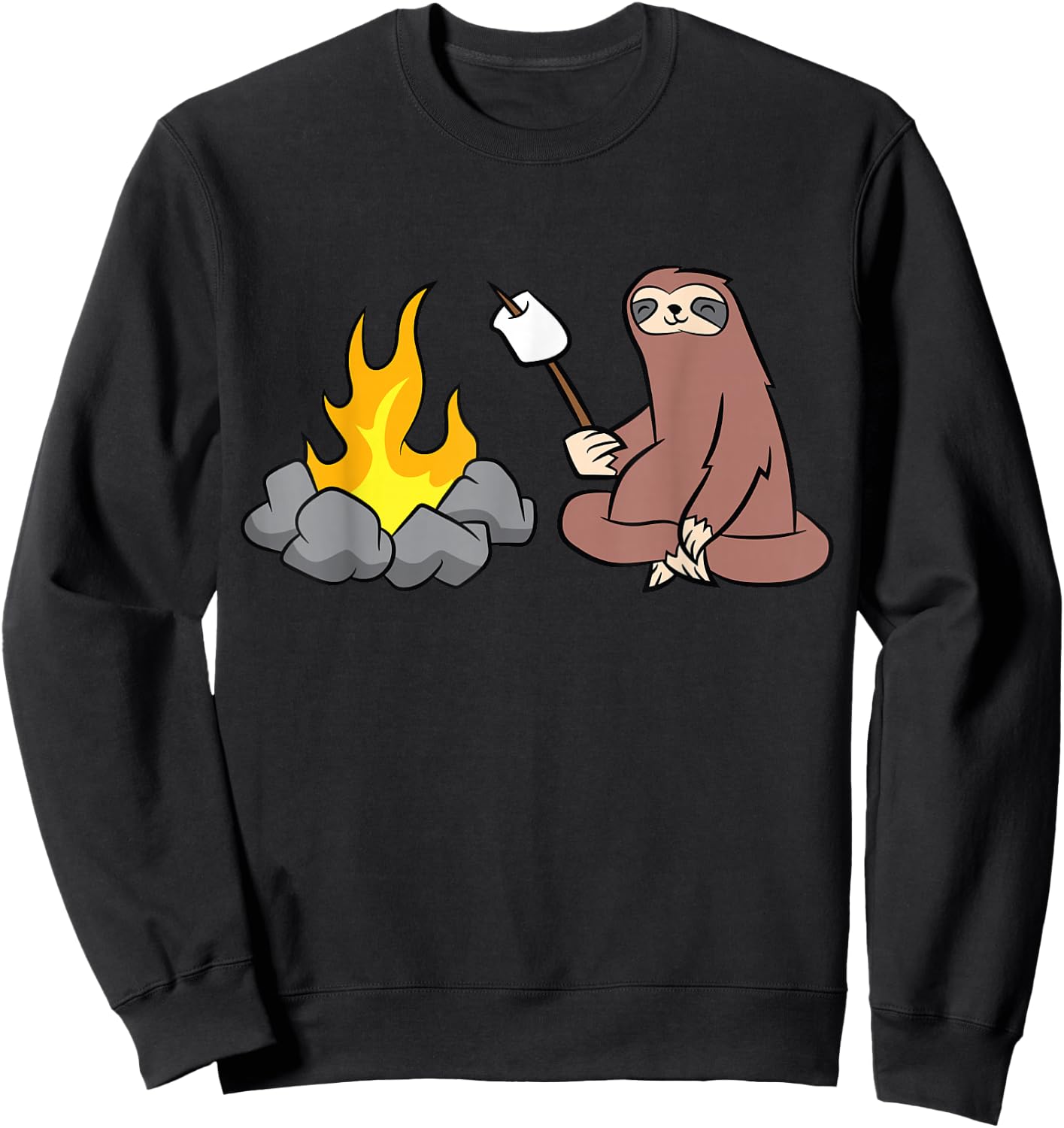Sloth Roasting Marshmallows At The Campfire Sweatshirt - Sweatshirt | Black