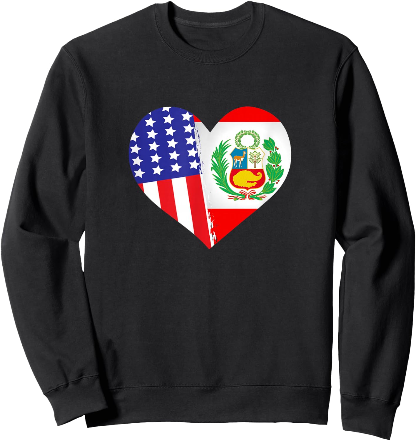 Peruvian American USA Peru America Flag Heart Roots Heritage Sweatshirt - Sweatshirt | Black