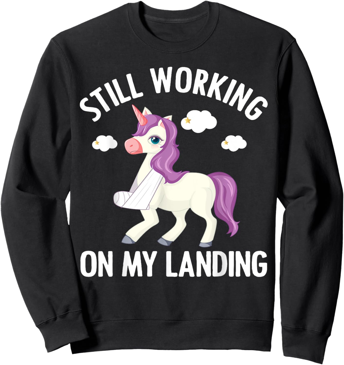 Cool Broken Arm Women Broke Elbow Hand Unicorn Sweatshirt - Sweatshirt | Black