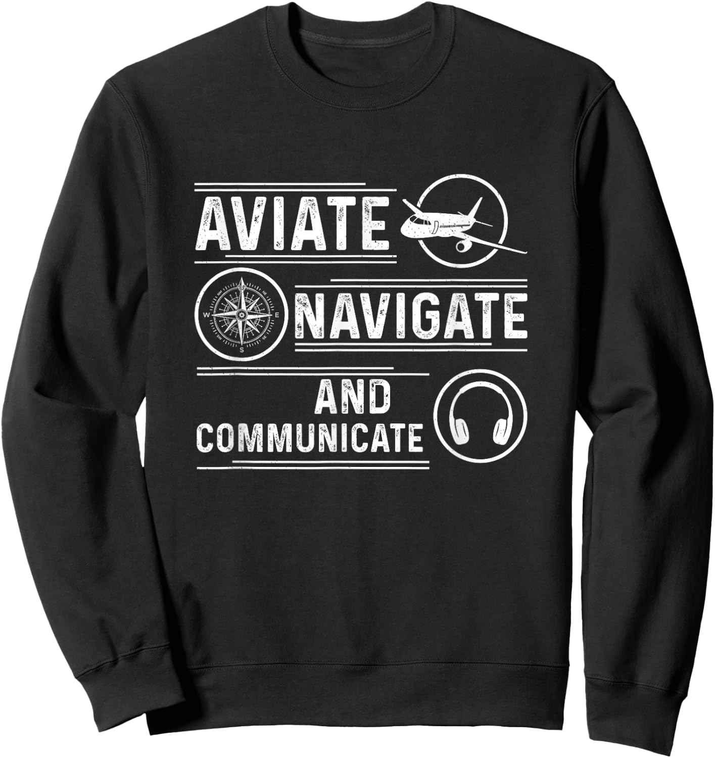 Fly, navigate and communicate aviation Sweatshirt - Sweatshirt | Black