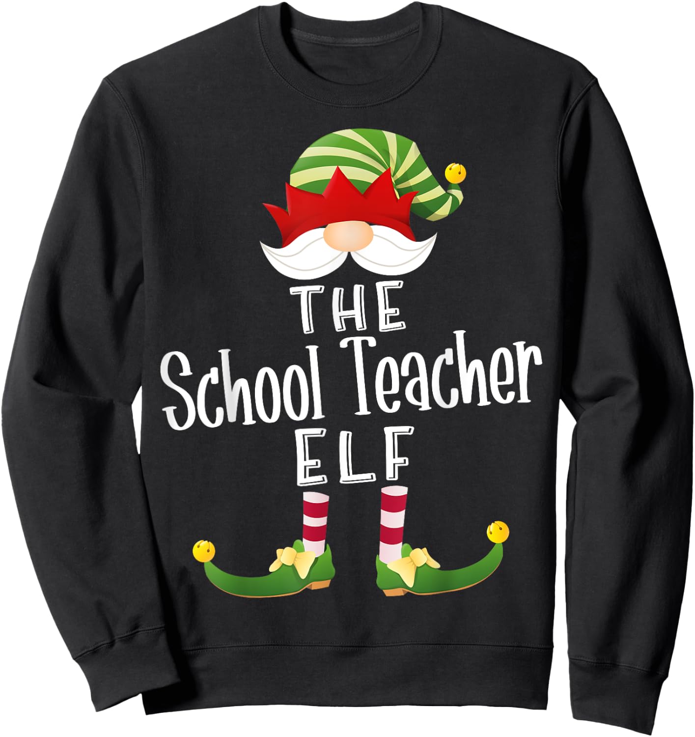 School Teacher Elf Group Christmas Funny Pajama Party Women Sweatshirt - Sweatshirt | Black
