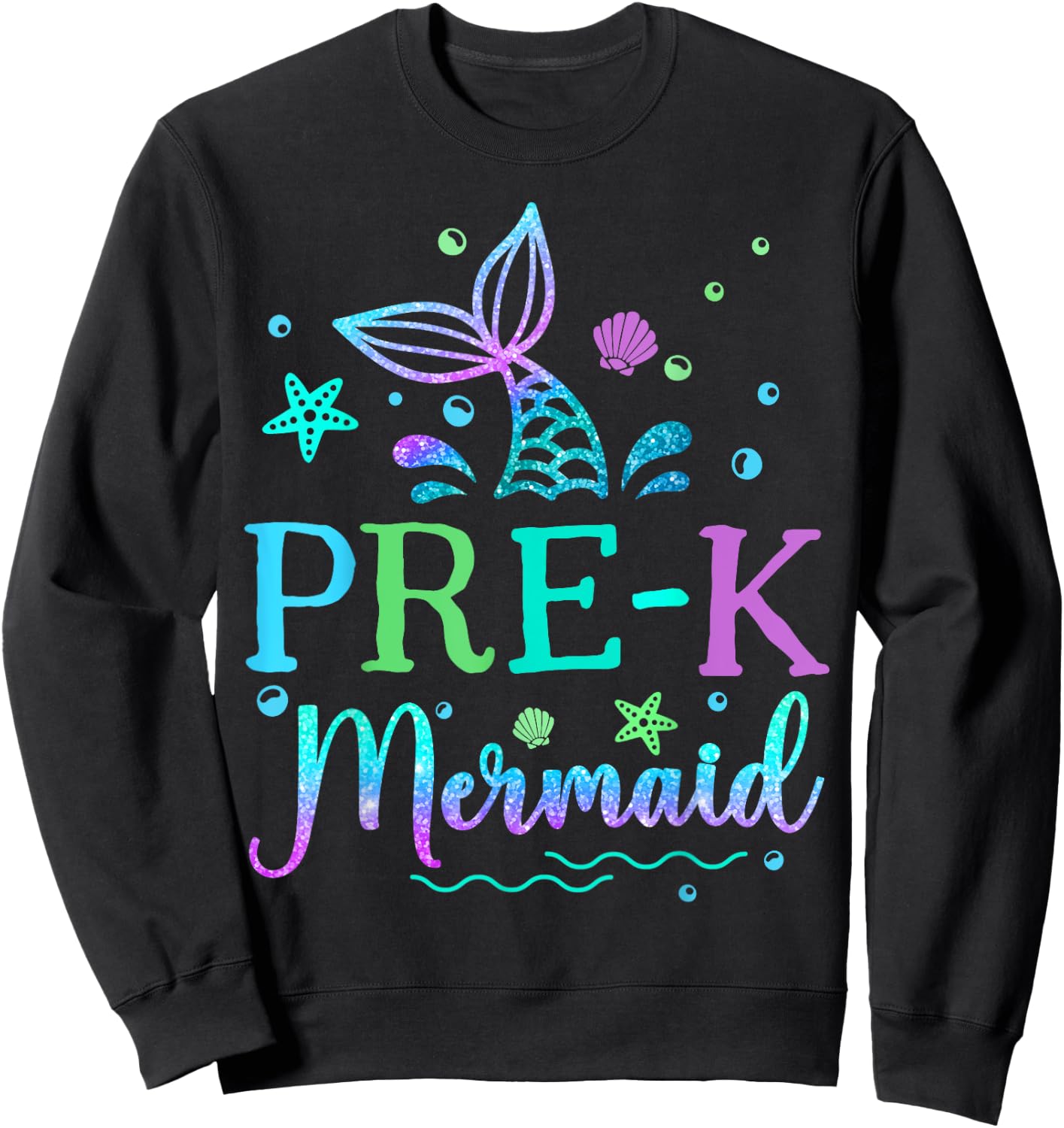 Pre-K Mermaid Tail Pre Kindergarten Back To School Women Kid Sweatshirt - Sweatshirt | Black