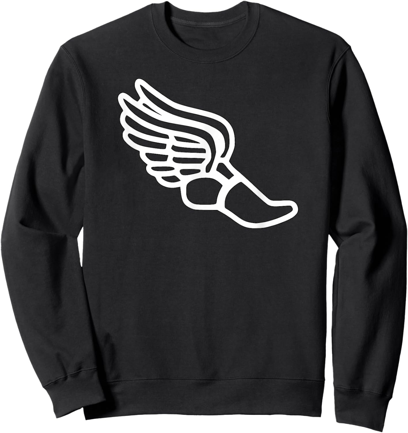 Track and Field or Long-Distance Runner White Winged Shoe Sweatshirt - Sweatshirt | Black