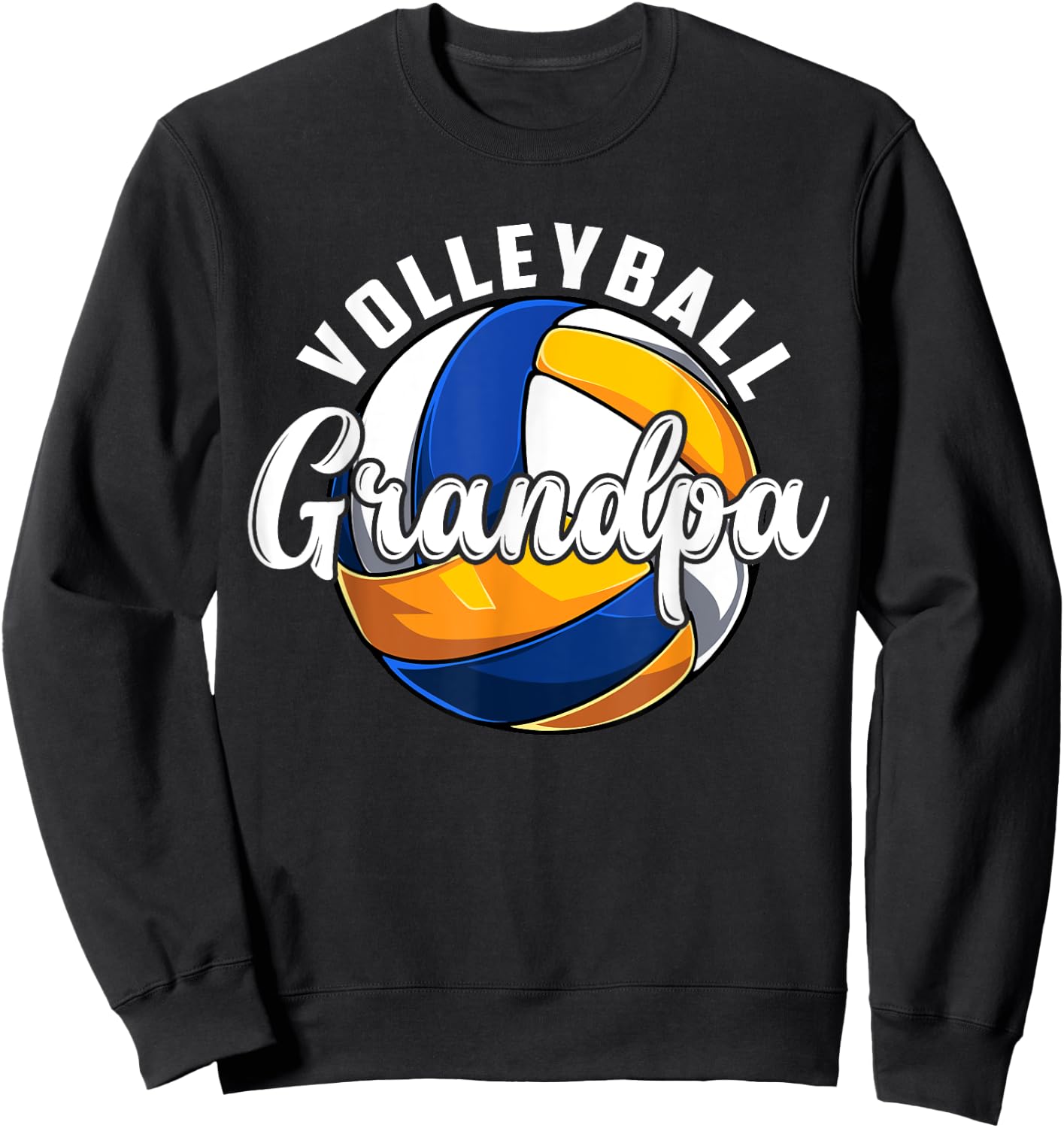 Volleyball Grandpa Vintage Retro Volleyball Fathers Day Sweatshirt - Sweatshirt | Black