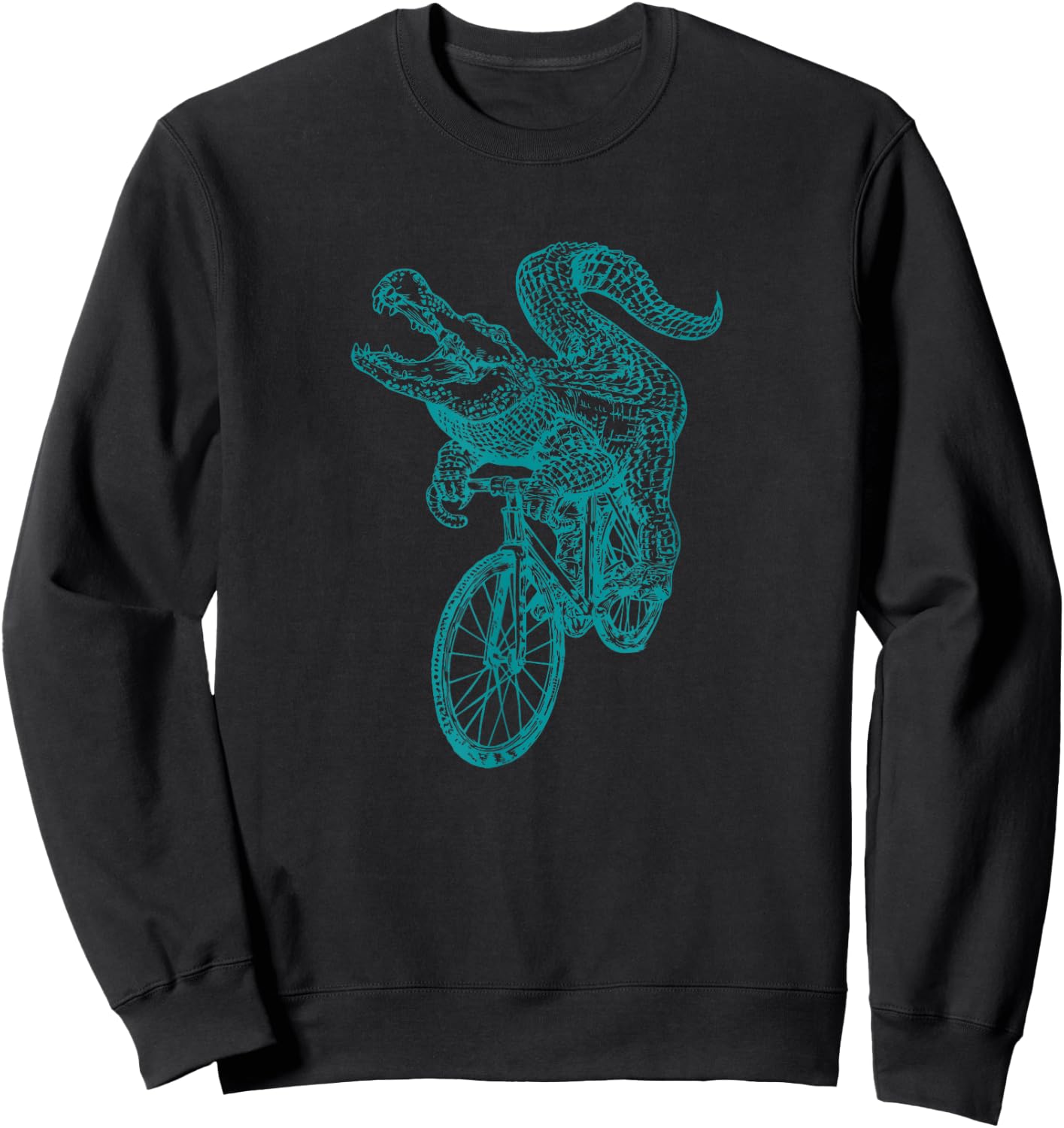 Alligator Riding Bike Crocodile Cyclist Reptile Ride Bicycle Sweatshirt - Sweatshirt | Black