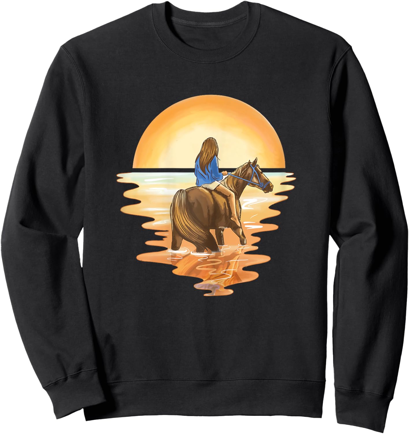 Horse Riding Equestrian Watercolor Horse Girl Sweatshirt - Sweatshirt | Black