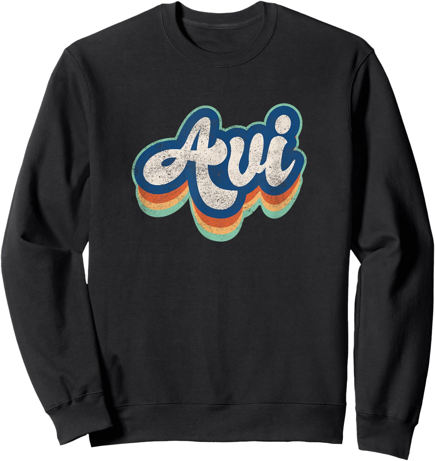 Avi First Name Boy Vintage Style 70s 80s Personalized Sweatshirt - Sweatshirt | Black